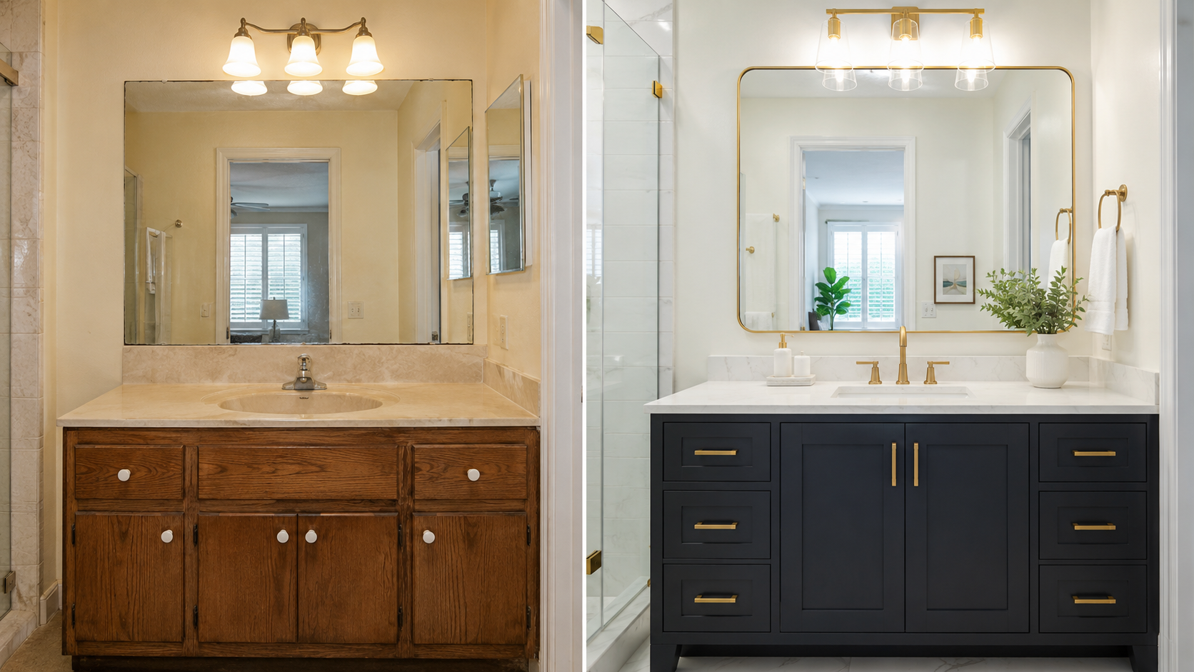 Palma Ceia vanity swap before and after