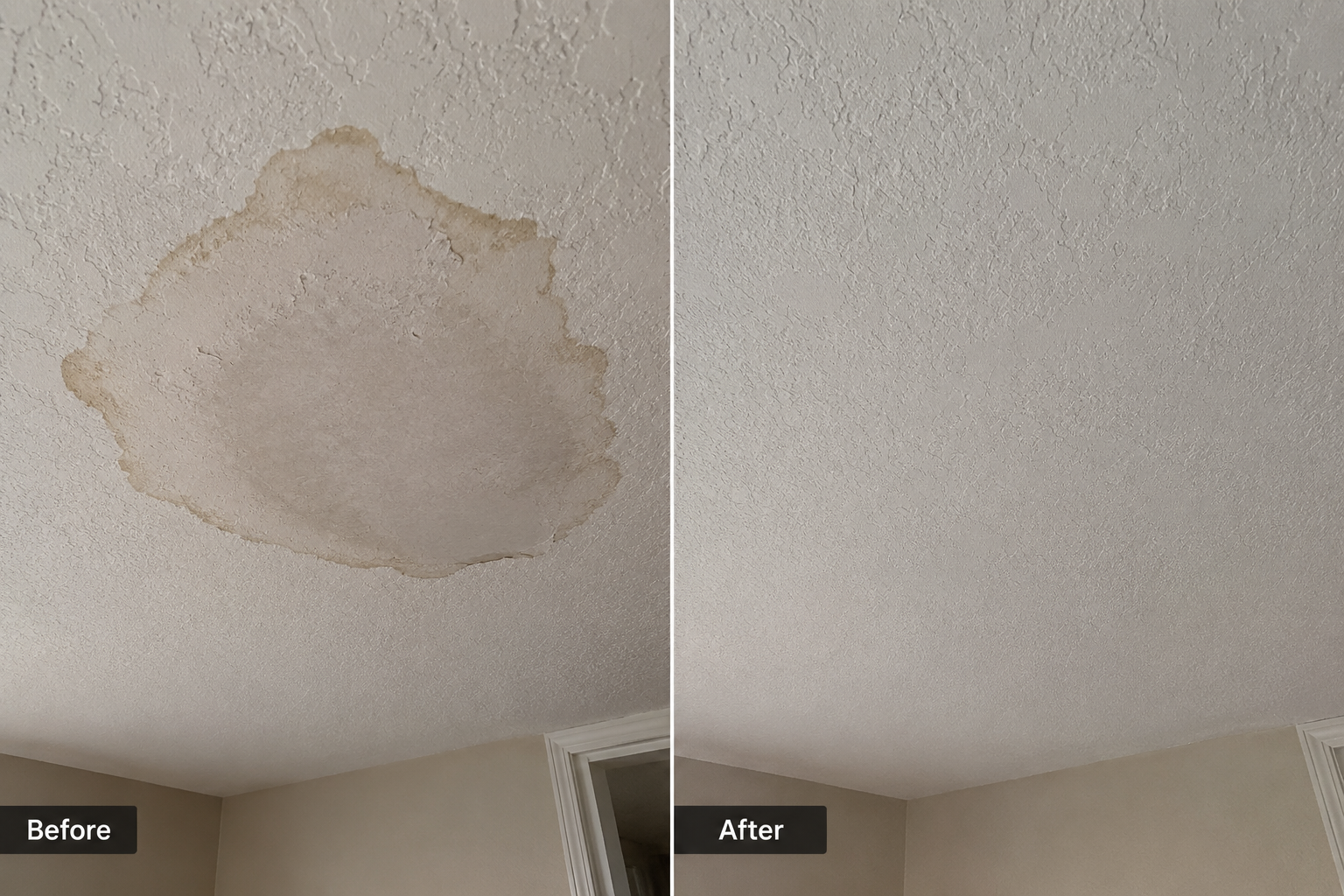 Hyde Park ceiling patch before and after